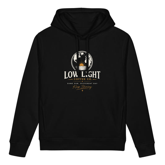 Unisex Organic Side Pocket Sounder Hoodie — Low Light Signature — Black — dark-surface 1